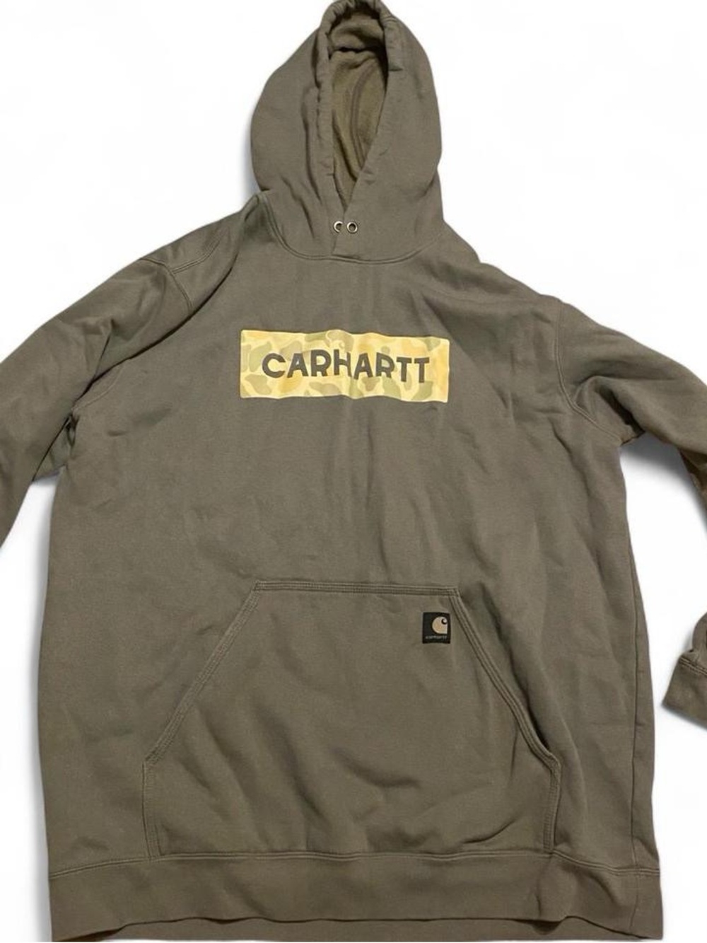 Carhartt Kids Olive Green Hooded Sweatshirt with Camo Logo